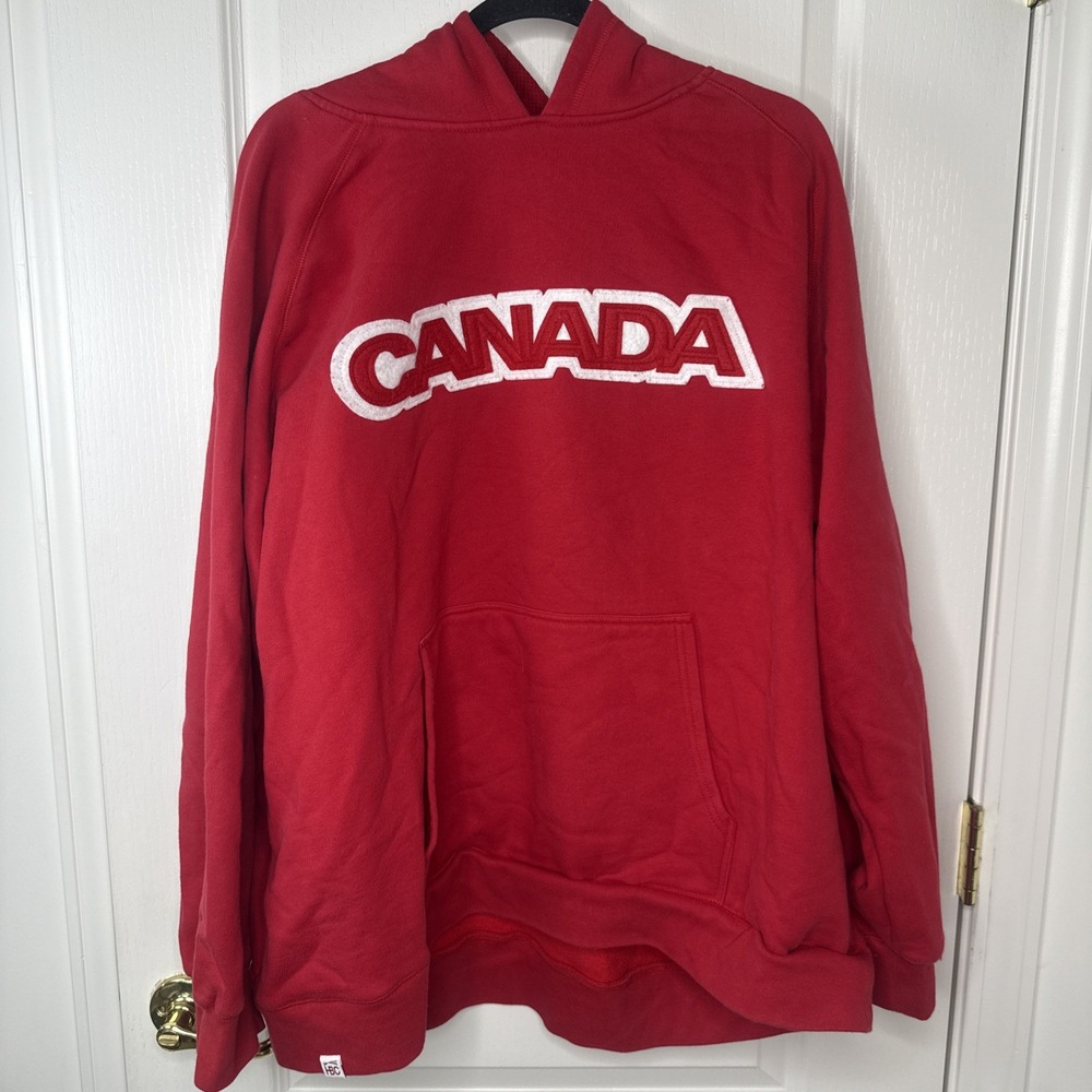 Vintage HBC Team Canada 2006 Torino Olympic Hoodie Sweatshirt Size 2XL Red
